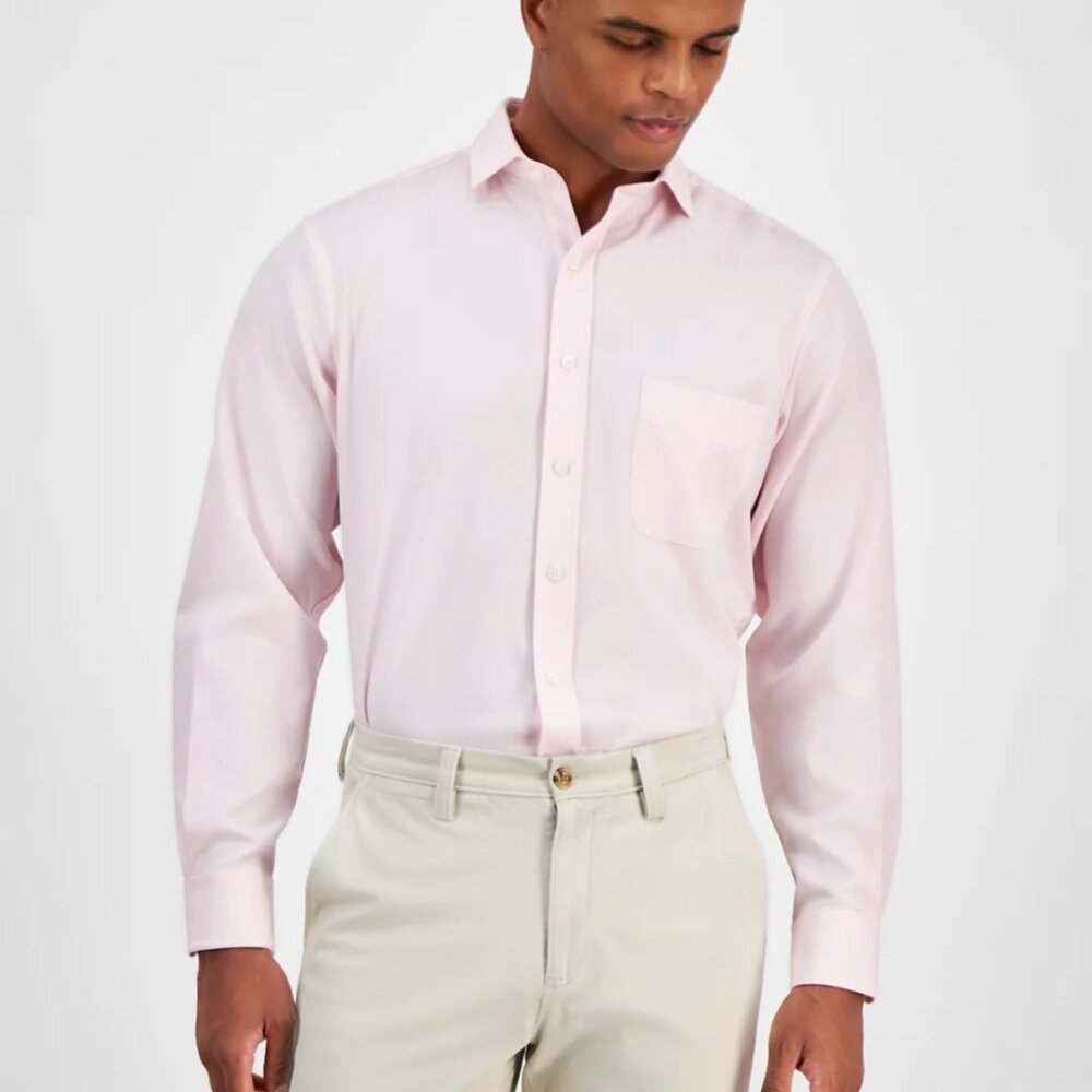 💗👔 Club Room Slim Fit Pink Button-Down Dress Shirt Size L (16–16.5) 💗👔